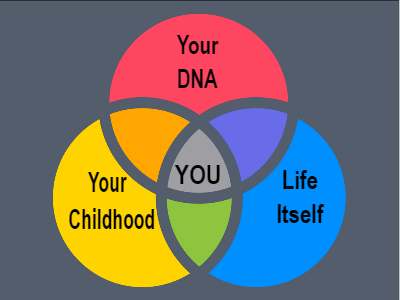 dna-childhood-life as 3 interlocking circles